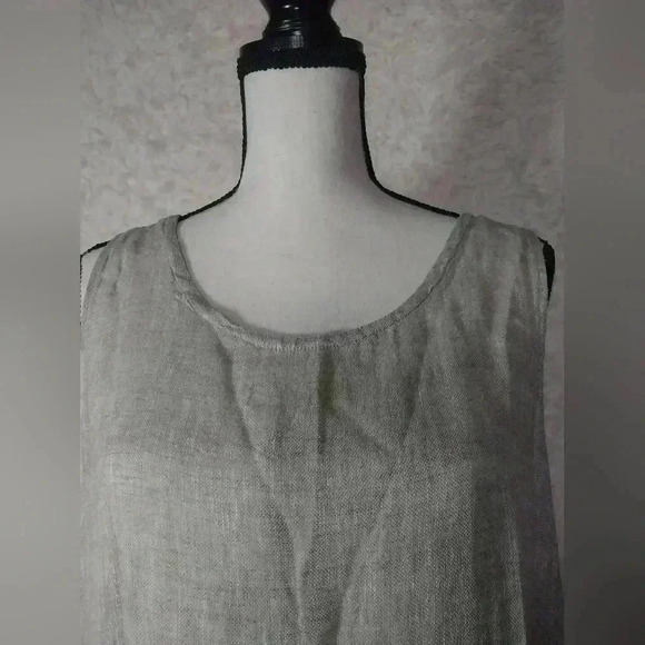 FLAX Slouch Pocket Sleeveless Linen Dress Mini Size M Minimalist Neutral Basic - Picture 7 of 7